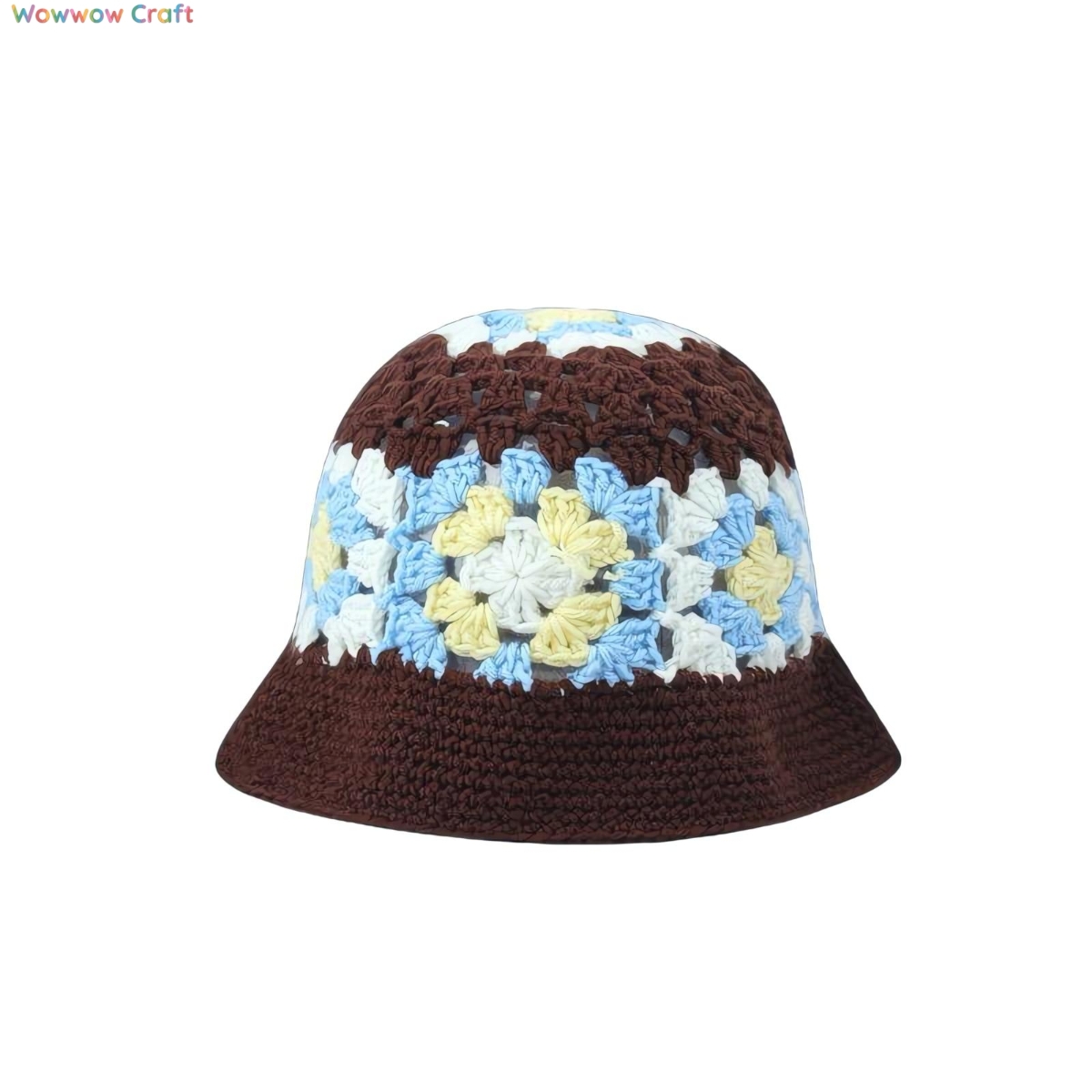 Crochet Hat,Handmade Flower Pattern Crocheted Bucket Hat - Crocheted hat